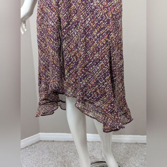 Zara Boho Midi Dress – Multicolor Print Ruffle Strap Slip Dress – Size Small (XS - Picture 6 of 7